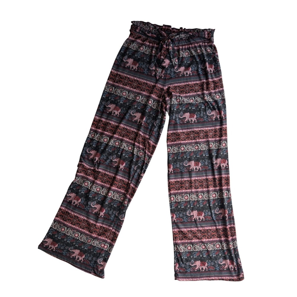 Pink Republic Boho Elephant Print Wide Leg Lounge Pants Small